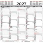 Jahreskalender 2027 mit Monaten Juli bis Dezember, Tage und Wochenzahlen, Feiertage rot hervorgehoben.