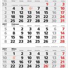 Kalender für 2027 mit den Monaten Januar bis März, Feiertage markiert. Feiertage: Neujahr (1.1), Heilige Drei Könige (6.1).