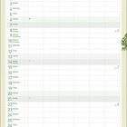 Kalender für Februar 2027, mit bunten Buchstaben und Pflanzenillustrationen, Platz für Notizen am Ende.