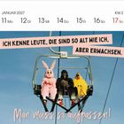 "Ich kenne Leute, die sind so alt wie ich, aber erwachsen. Man muss so aufpassen!" Ein Hase, Gorilla und Küken auf einem Skilift.