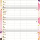Kalender für Februar 2027 mit Wochentagen und Notizfeld. Bunte, abstrakte Hintergrundmuster.