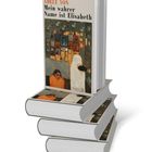 „ADELE YON. Mein wahrer Name ist Elisabeth“ steht auf einem Buchcover mit Kunstillustration. Bücher sind gestapelt.