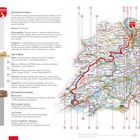 Text links: "Informations routières", "Distance: 157 kilomètres". Rechts eine Karte mit rot markierter Route von Basel nach Neuchâtel.