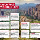 "Marco Polo Top-Highlights" in großen weißen Buchstaben auf rotem Hintergrund. Neun Reiseziele beschrieben.❤