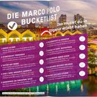 "Die Marco Polo Bucketlist: Das musst du in Singapur erlebt haben." Checklisten mit Erlebnissen. Skyline im Hintergrund.