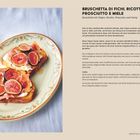 BRUSCHETTA DI FICHI, RICOTTA, PROSCIUTTO E MIELE. Rezept für Bruschetta mit Feigen, Ricotta, Prosciutto und Honig. Links ein Teller mit zwei Bruschettas, dekorativ belegt. Rechts das Rezept und die Zubereitung.