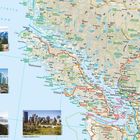 Das Bild zeigt eine Karte mit Beschriftungen zu Orten wie Vancouver, Victoria und Calgary. Es gibt mehrere Fotos von Landschaften und Skylines.