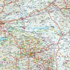 Karte mit Städtenamen wie Lusaka, Lilongwe, Harare. Verschiedene Straßen und Grenzen sind farbig dargestellt.