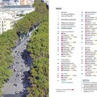 Inhalt, Willkommen in Barcelona, Plaça de Catalunya, Les Rambles, Hafen, La Catedral. Links Bäume und Spaziergänger auf Straße.