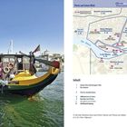 Texte: "Porto auf einen Blick", "Inhalt", "Douro-Diva mit Designer-Flair". Links Boot im Wasser, rechts Karte von Porto.