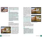 Texte: „Laufende Videoaufnahme“, „Funktionen am Monitor auswählen“, „Gewünschte Einstellung vornehmen“. 

Illustration mit zwei Bildern von Herbstbäumen auf Bildschirmen. Rechts: Seitenzahlen 74–75. Kapitel zu Kameraeinstellungen.