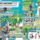 "Sky Sanctuary Zone" steht oben, darunter eine Beschreibung. Charaktere und Ringe sind auf Tempelplattformen verteilt.