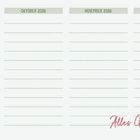 Geburtstage 1. Halbjahr, August 2026 bis Januar 2027, Alles Gute! Dezentes Design mit Linien und Pflanzenillustration.