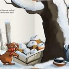 "So viel Schnee! Zeit, versteckte Nüsse zu suchen!" Ein Eichhörnchen bei einem Schneebaum, mit Werkzeugen und einer Kiste.