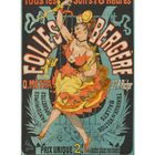 Text: "Tous les Soirs à 8 Heures. Folies Bergère. O. Métra. 32, R. Richer. Prix Unique 2F." Illustration einer tanzenden Frau.