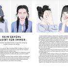 „Kein Gefühl bleibt für immer“ steht groß. Darunter: Gefühle wandeln sich. Illustrationen von vier lachenden Mädchen.