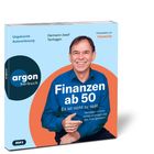 Text: "Finanzen ab 50: Es ist nicht zu spät." Ungekürzte Autorenlesung von Hermann-Josef Tenhagen. <br>Porträt eines lächelnden Mannes in blauem Hemd vor buntem Hintergrund.