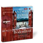 "Bodenfrost" von Andreas Föhr, ein Hörbuch gelesen von Michael Schwarzmaier. Winterliche Seelandschaft mit Holzsteg.