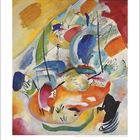 Eine abstrakte Illustration mit bunten, geschwungenen Formen. Oben links eine Verfärbung in Gelb und Orange. Unten Kalenderdaten.