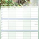 Februar 2027; ein Kalenderblatt mit Mo.-So. Tagen. Illustration: Vögel auf moosigem Baumstamm, umgeben von Farnen.