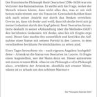 Text über Descartes, seine Philosophie und eine Anekdote. Philosophiekalender 2027.