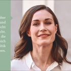 Kalender für Mai und Juni. Zitat: "Ich habe nie über mein Alter und Geschlecht nachgedacht. Ich denke an die Gründe, die mich in die Politik gebracht haben." Sanna Marin. Text beschreibt Marins politische Karriere und soziale Engagement. Foto einer lächelnden Frau.