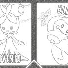 Links "OLIVINIO", ein Charakter mit großen Augen und Blättern, rechts "BLIPP", eine fröhliche Glühbirne.