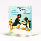 "Pingus und seine Familie" steht auf einem Buchcover mit Pinguinen in einer lustigen Szene.