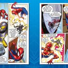 Comic-Szenen zeigen Superhelden im Kampf. Dialoge wie: “Wieso gibt es so viele Insekten-Superhelden?”