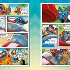 Comic: Figuren streiten über ein Rennen. Stichworte: Helm, Brumm, Chaos, Team, Rennen. Fröhliche, bunte Szenen.