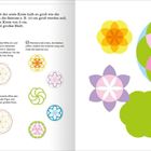 "SEEROSE" Anleitung zur Erstellung einer Kreismuster-Rosette. Bildet bunte Blumenmuster in verschiedenen Farben und Formen.