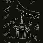 Wünscht du dir einen Einhornkuchen zum Geburtstag? Male, wie er aussehen könnte. Illustration eines Kuchens mit Kerze.