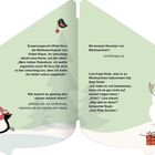 Ein Weihnachtsbaum aus Text mit einem Pinguin und Schneemann darunter. Zwischendurch sind humorvolle Texte zu sehen.