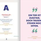 Links: Zitat von Arthur Schnitzler und Albert Einstein über Abschied. Rechts: Zitat von Friedrich Rückert.