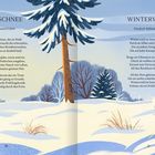 Links: "IM SCHNEE" von Sigmund Schott, rechts: "WINTERWALD" von Friedrich Wilhelm Weber. Illustration: Winterlandschaft mit Bäumen.