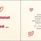 "Du nimmst mich ernst ... du kennst mich besser als ich mich selbst." Illustration mit rosafarbenen Herzen.