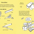 "Utensilien", "DAS BRAUCHST DU AUF JEDEN FALL:", "Lies so viele Comics, wie du kannst". Illustration mit Zeichenutensilien und Leseszene.