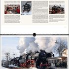 "Der Bahnhof von Schlettau" steht oben. Bild eines historischen Zuges mit dampfender Lokomotive und wartenden Menschen daneben.