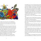 Sechs bunte Käfer mit Hüten, Capes und Partyhüten sitzen auf einem Ast. Sie sind in einem Comic-Heft abgebildet.