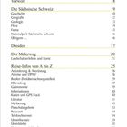 Inhalt mit Abschnitten: Vorwort, Die Sächsische Schweiz, Dresden, Der Malerweg, Reise-Infos von A bis Z.
