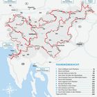 TOURENÜBERSICHT: Liste von 1 bis 13 mit Reisezielen und Seitenzahlen. Eine Karte zeigt Routen in Slowenien und Umgebung.