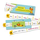 Mehrere Streifen mit Texten wie "MEINE LESEMASCHINE!", "neu", "alt" und "Ich bin ein Lehrer." mit bunter Illustration.