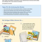 **Willkommen zum bunten Ausmalspaß!** Gemeinsame kreative Stunden mit Ihrem Kind. **Tipps für die Nutzung des Blocks:** 

- Seite lösen 
- Unterlage verwenden 
- Verschiedene Farben anbieten 
- Name und Datum auf Rückseite notieren 

**Die fertigen Bilder können Sie...**

- ausfüllen und verschenken
- aufhängen
- zusammenbinden oder -heften 

Illustrationen von Stiften, Ausmalbildern und einem Locher.