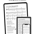 „Auch als E-Book für die Nutzung auf Tablets, E-Book-Reader und Smartphones erhältlich.“ Ansicht eines Notenblatts.