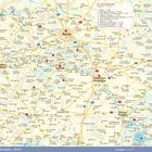 Liste der schönsten Reiseziele oben rechts. Karte der Champagne-Region mit Städten, Straßen und Flüssen.