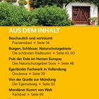 Texte über Sehenswürdigkeiten und Artikel in Deutschland, darunter Franzensbad und Karlsbad. Fachwerkhäuser mit buntem Giebel.