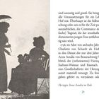 Text: "Herzogin Anna Amalia im Park." Links eine Silhouette: Zwei Frauen, stehend und sitzend im Gespräch, mit Schirm.