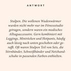 ANTWORT: Beschreibung über Stulpen als Modeaccessoire, kombiniert mit Leggings und Miniröcken, oft mit Stirn- und Schweißbändern.