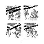 Vier schwarz-weiße Comic-Panels mit Figuren. Dialoge: "Wohin fließt der Fluss?", "Ins Meer.", "Will der Kaktus mit dem Cowboy...", "...ein Floß bauen und den Fluss runter fahren?", "Gute Freunde stellen die richtigen Fragen!"