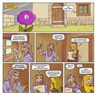 "Viele Meilen entfernt." "So! Das wäre's!" "Damit sind die berühmten Abgeschossen." Gespräch zwischen Figuren in einem Comic.